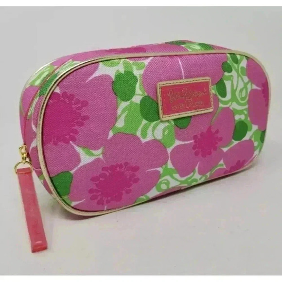 New Estee Lauder x Lilly Pulitzer Pink Floral Makeup Bag - Picture 1 of 5